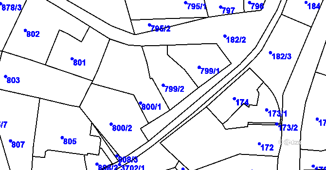 Parcela st. 799/2 v KÚ Holešov, Katastrální mapa