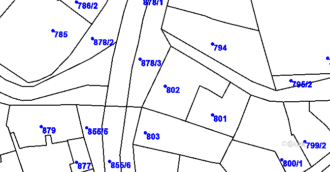 Parcela st. 802 v KÚ Holešov, Katastrální mapa