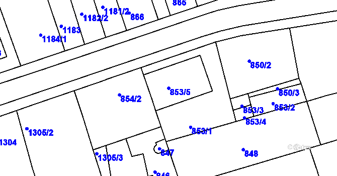 Parcela st. 853/5 v KÚ Holešov, Katastrální mapa