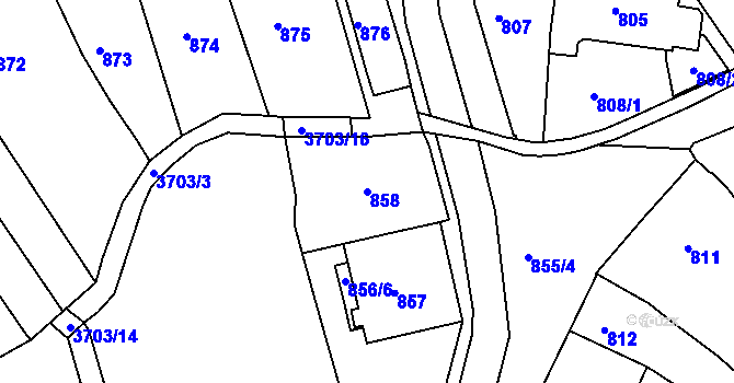 Parcela st. 858 v KÚ Holešov, Katastrální mapa