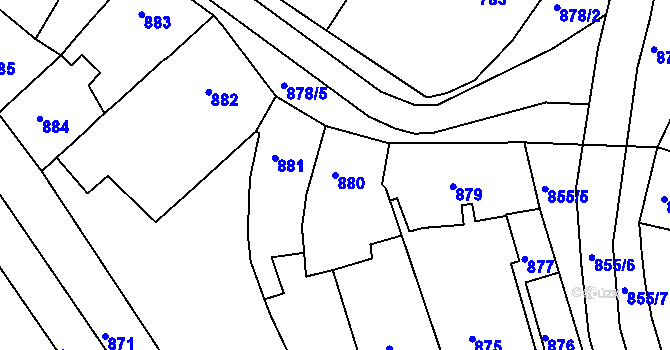Parcela st. 880 v KÚ Holešov, Katastrální mapa
