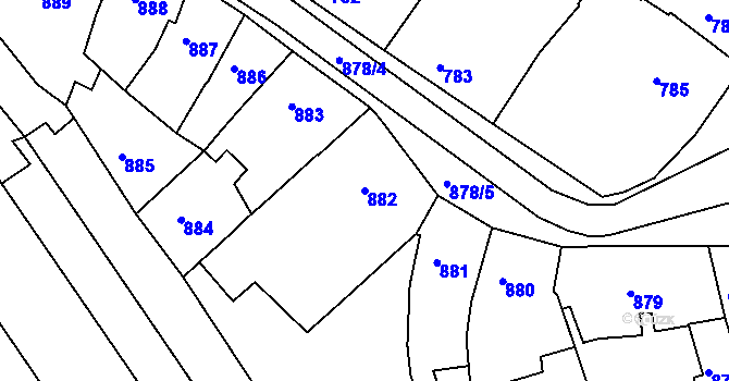 Parcela st. 882 v KÚ Holešov, Katastrální mapa