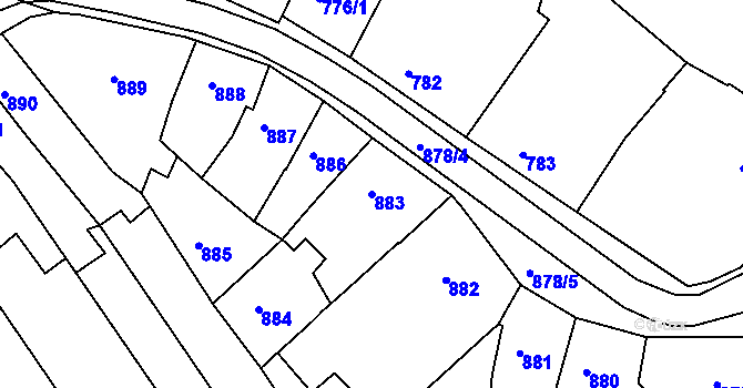Parcela st. 883 v KÚ Holešov, Katastrální mapa
