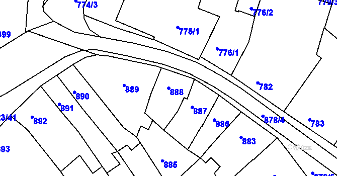 Parcela st. 888 v KÚ Holešov, Katastrální mapa