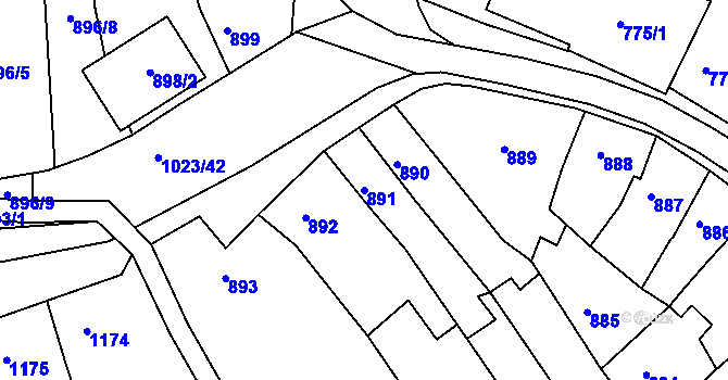 Parcela st. 891 v KÚ Holešov, Katastrální mapa