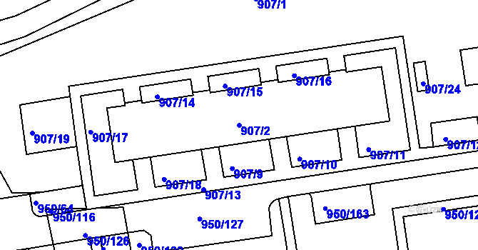Parcela st. 907/2 v KÚ Holešov, Katastrální mapa