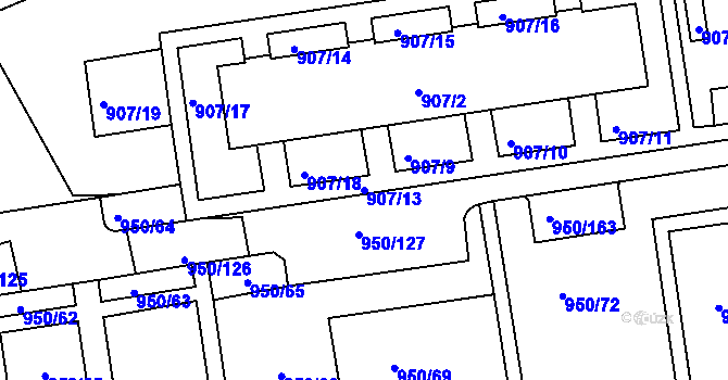 Parcela st. 907/13 v KÚ Holešov, Katastrální mapa