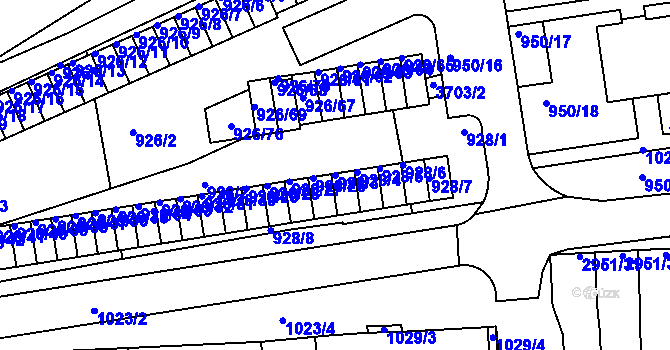 Parcela st. 928/3 v KÚ Holešov, Katastrální mapa