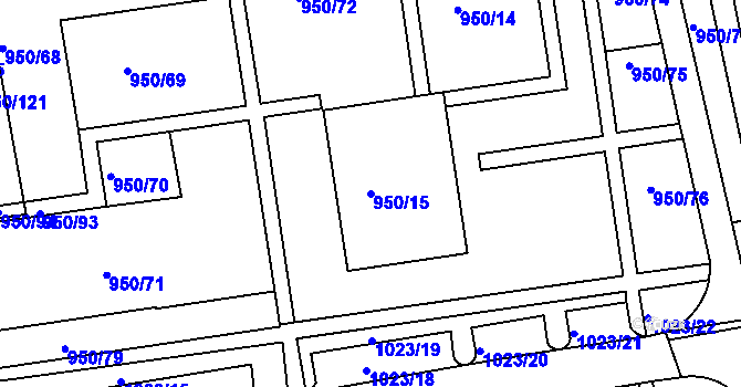 Parcela st. 950/15 v KÚ Holešov, Katastrální mapa