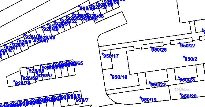 Parcela st. 950/17 v KÚ Holešov, Katastrální mapa