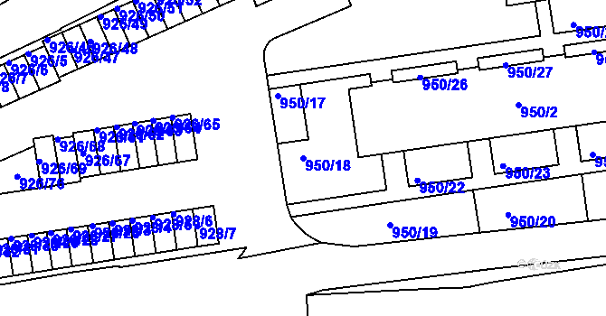 Parcela st. 950/18 v KÚ Holešov, Katastrální mapa
