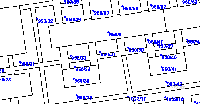 Parcela st. 950/37 v KÚ Holešov, Katastrální mapa