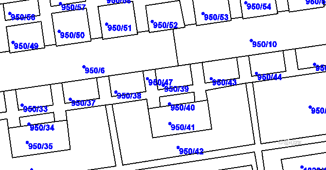 Parcela st. 950/39 v KÚ Holešov, Katastrální mapa