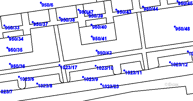 Parcela st. 950/42 v KÚ Holešov, Katastrální mapa