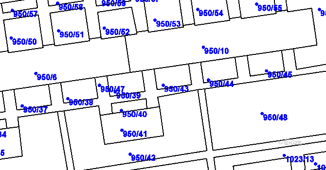 Parcela st. 950/43 v KÚ Holešov, Katastrální mapa
