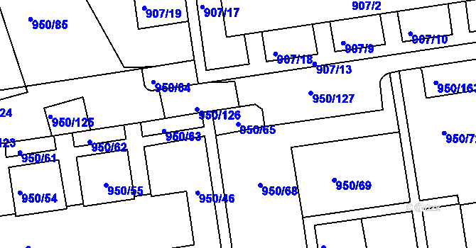 Parcela st. 950/65 v KÚ Holešov, Katastrální mapa