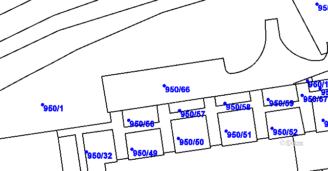 Parcela st. 950/66 v KÚ Holešov, Katastrální mapa