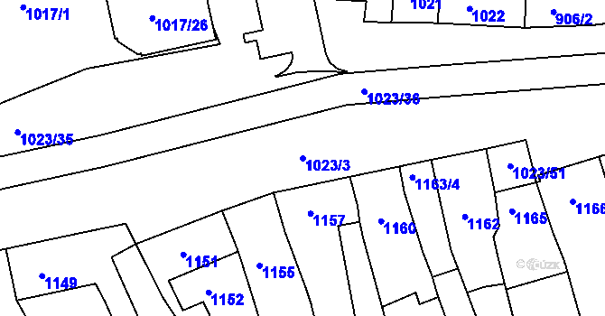 Parcela st. 1023/3 v KÚ Holešov, Katastrální mapa