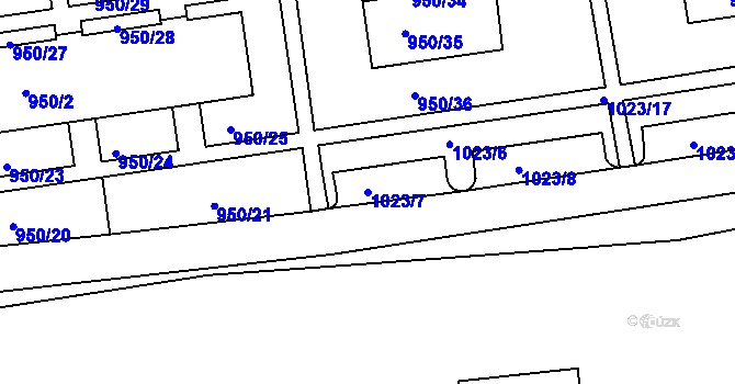 Parcela st. 1023/7 v KÚ Holešov, Katastrální mapa
