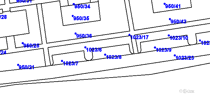 Parcela st. 1023/8 v KÚ Holešov, Katastrální mapa
