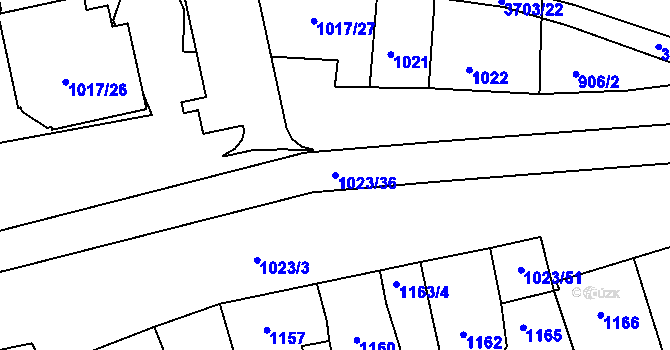 Parcela st. 1023/36 v KÚ Holešov, Katastrální mapa