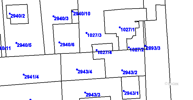 Parcela st. 1027/4 v KÚ Holešov, Katastrální mapa