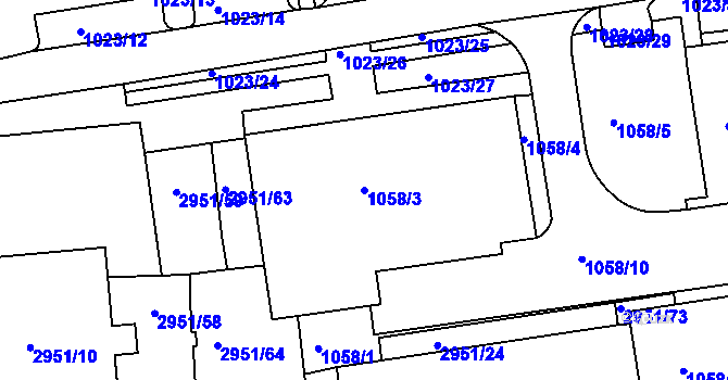 Parcela st. 1058/3 v KÚ Holešov, Katastrální mapa