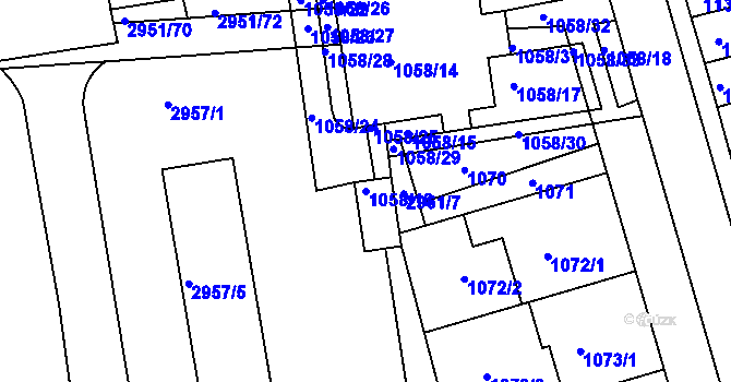 Parcela st. 1058/16 v KÚ Holešov, Katastrální mapa