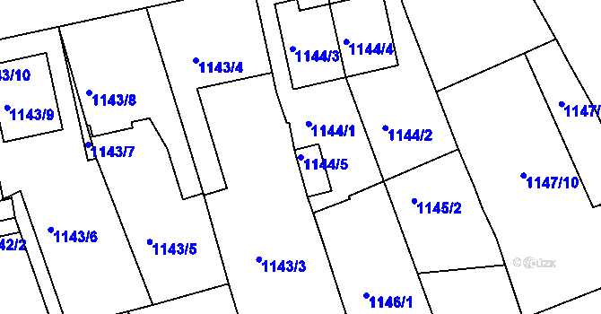 Parcela st. 1144/5 v KÚ Holešov, Katastrální mapa