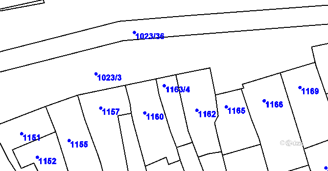 Parcela st. 1163/4 v KÚ Holešov, Katastrální mapa