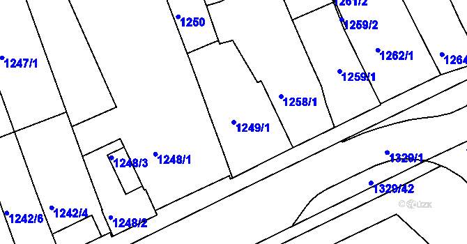 Parcela st. 1249/1 v KÚ Holešov, Katastrální mapa