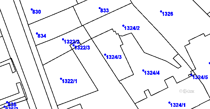 Parcela st. 1324/3 v KÚ Holešov, Katastrální mapa