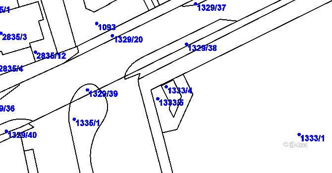 Parcela st. 1333/4 v KÚ Holešov, Katastrální mapa