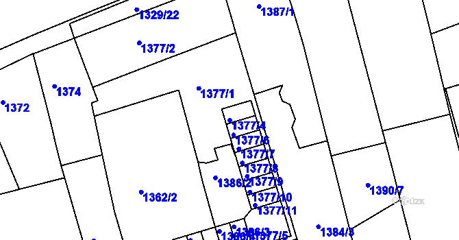 Parcela st. 1377/4 v KÚ Holešov, Katastrální mapa