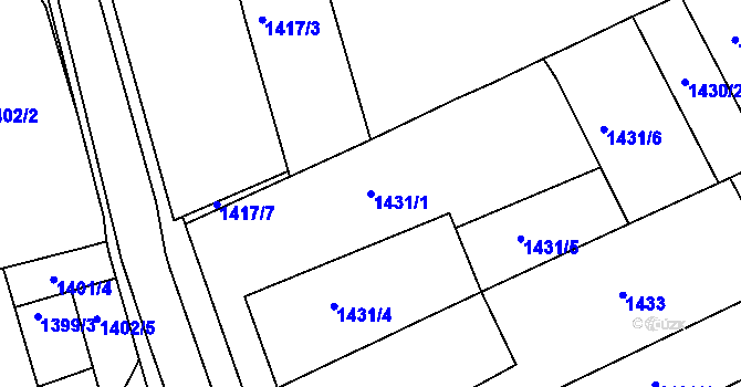 Parcela st. 1431/1 v KÚ Holešov, Katastrální mapa