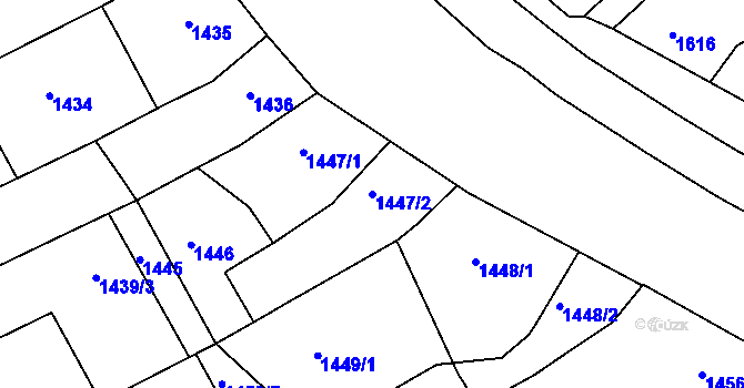 Parcela st. 1447/2 v KÚ Holešov, Katastrální mapa