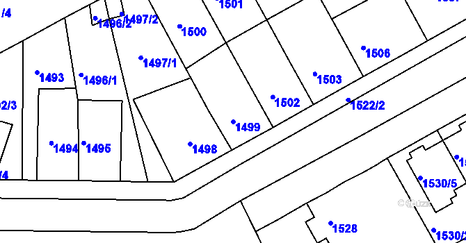 Parcela st. 1499 v KÚ Holešov, Katastrální mapa