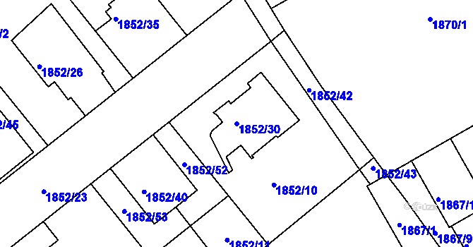Parcela st. 1852/30 v KÚ Holešov, Katastrální mapa