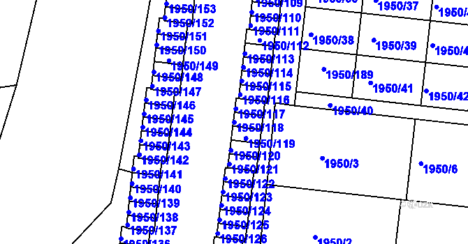 Parcela st. 1950/118 v KÚ Holešov, Katastrální mapa