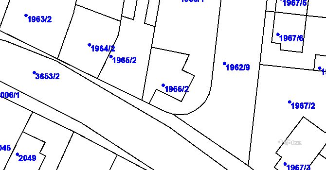 Parcela st. 1966/2 v KÚ Holešov, Katastrální mapa