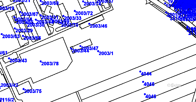 Parcela st. 2003/1 v KÚ Holešov, Katastrální mapa