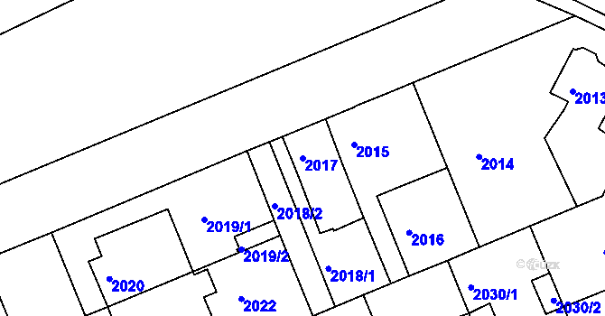 Parcela st. 2017 v KÚ Holešov, Katastrální mapa