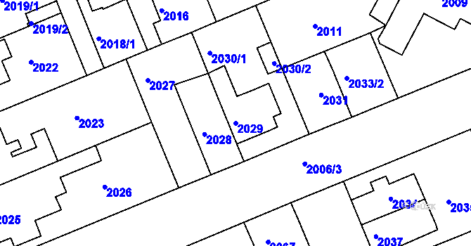 Parcela st. 2029 v KÚ Holešov, Katastrální mapa