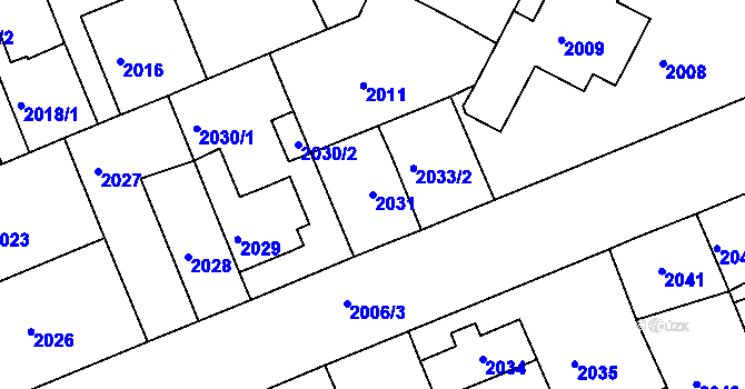 Parcela st. 2031 v KÚ Holešov, Katastrální mapa