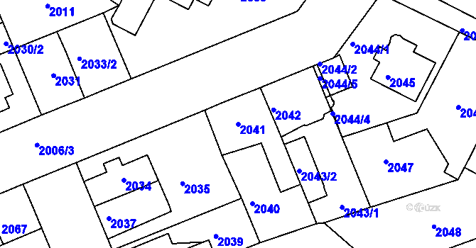 Parcela st. 2041 v KÚ Holešov, Katastrální mapa