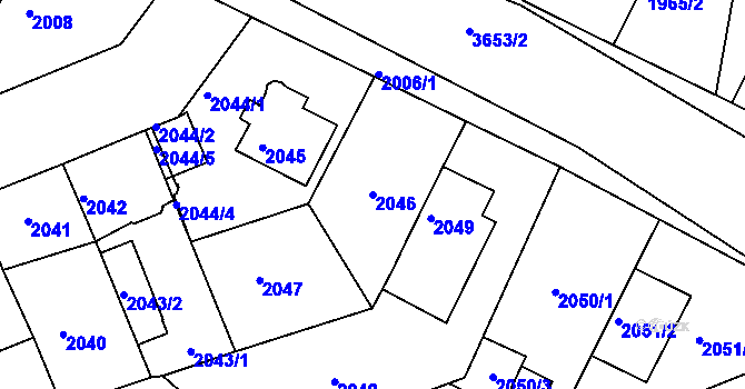 Parcela st. 2046 v KÚ Holešov, Katastrální mapa