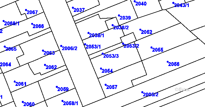 Parcela st. 2053/3 v KÚ Holešov, Katastrální mapa