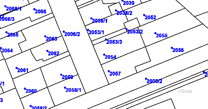 Parcela st. 2054 v KÚ Holešov, Katastrální mapa