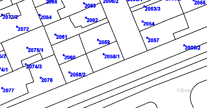 Parcela st. 2058/1 v KÚ Holešov, Katastrální mapa