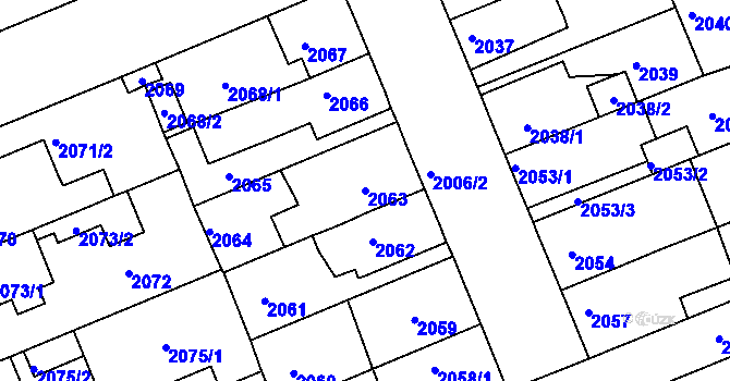 Parcela st. 2063 v KÚ Holešov, Katastrální mapa
